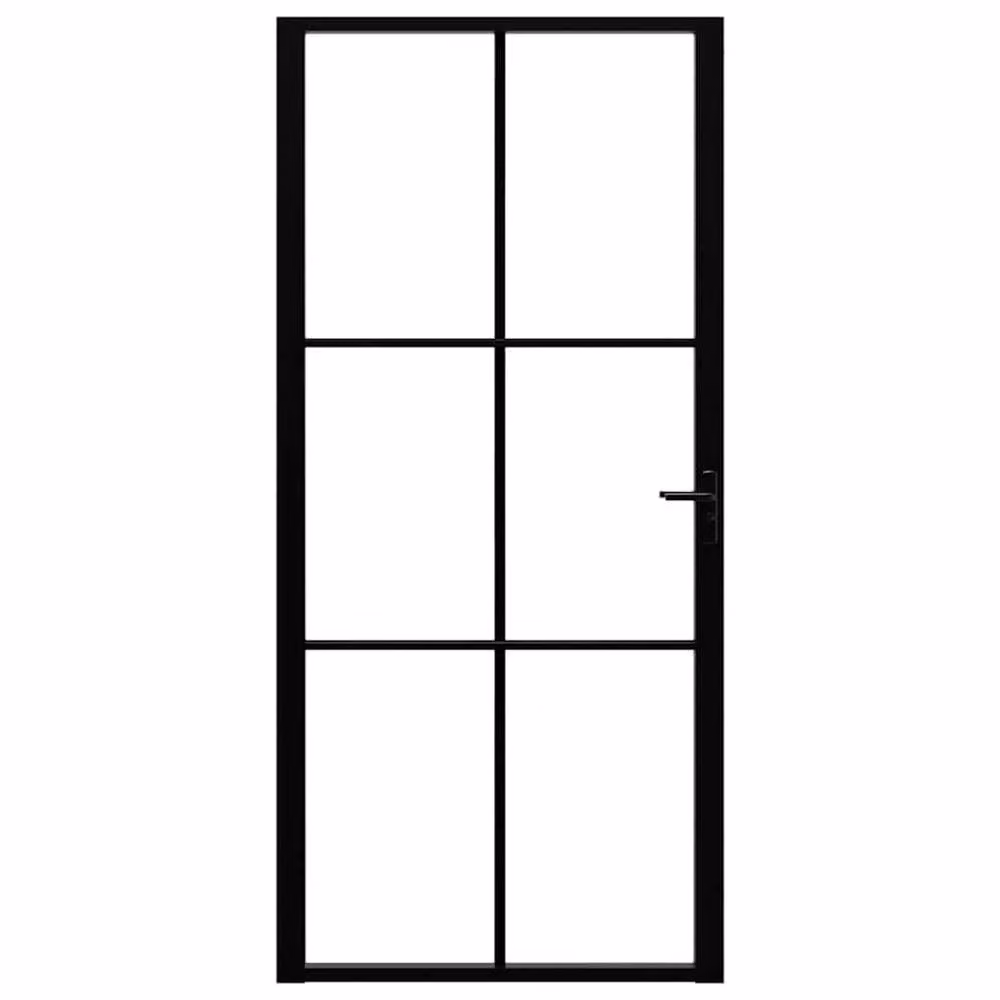 Berkfield Home Modern Interior Door with ESG Glass and Aluminium, Black, W: 93 cm, H: 201.5 cm – 3