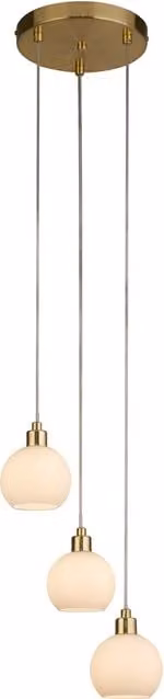Gold and White Cluster Suspended Glass and Brass Lighting Collection Pendant Light