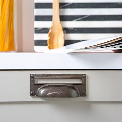 Hammer and Tongs Brass Filing Cabinet Drawer Pull with Card Frame, Pack of 10, W: 13 cm x H: 5 cm – 4
