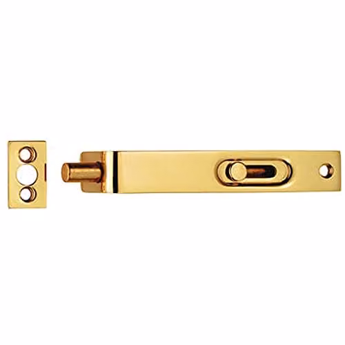 Loops Sunk Slide Flush Door Bolt with Flat Keep Plate in Polished Brass
