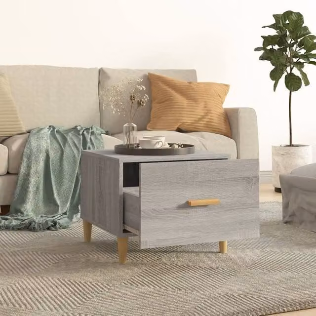 Berkfield Home Sturdy Square Coffee Table in Grey Sonoma, W/D/H: 50 x 50 x 40 cm