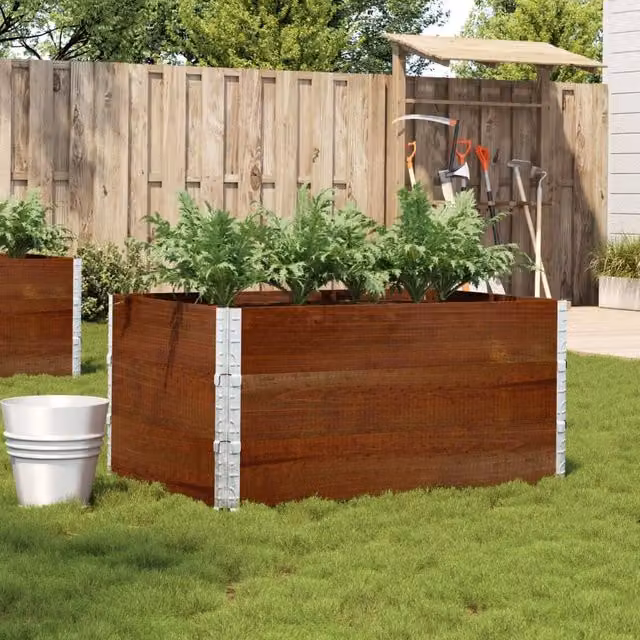 Berkfield Home Garden Brown Wooden Raised Bed Planter with Galvanised Steel, W: 120 cm, D: 80 cm, H: 80 cm – 1