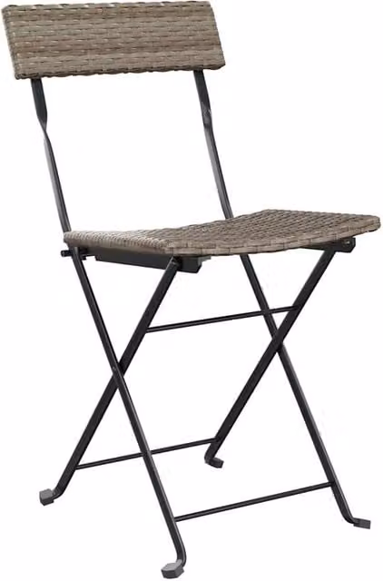Berkfield Home Beautiful Set of 6 Grey Poly Rattan and Steel Folding Bistro Garden Chairs – 1