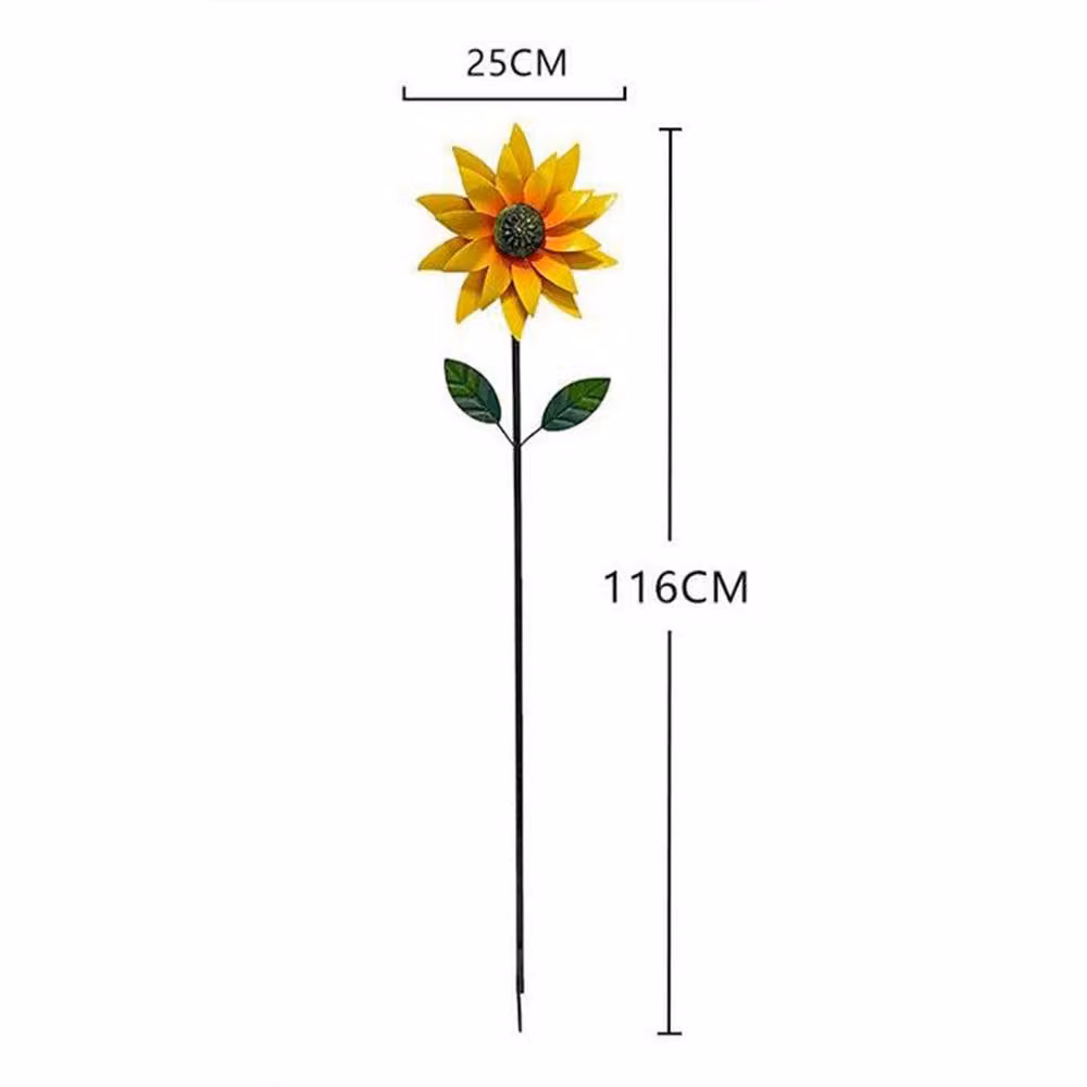 Quipulse Style 3 Simulated Sunflower Rotating Windmill Ornament in Multicolour Yellow and Blue Metal