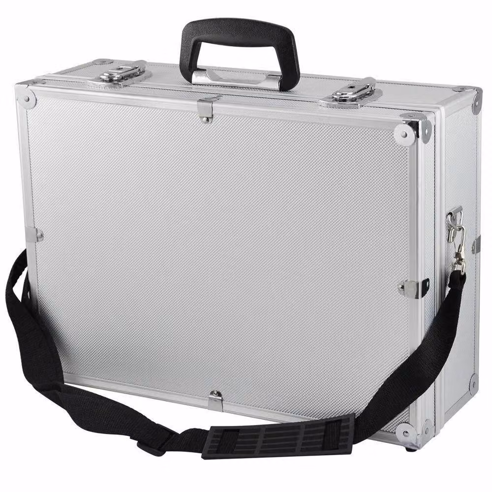 VOGREX Heavy Duty Aluminium Flight Case Lockable Storage Organiser with Inserts in Silver – 4