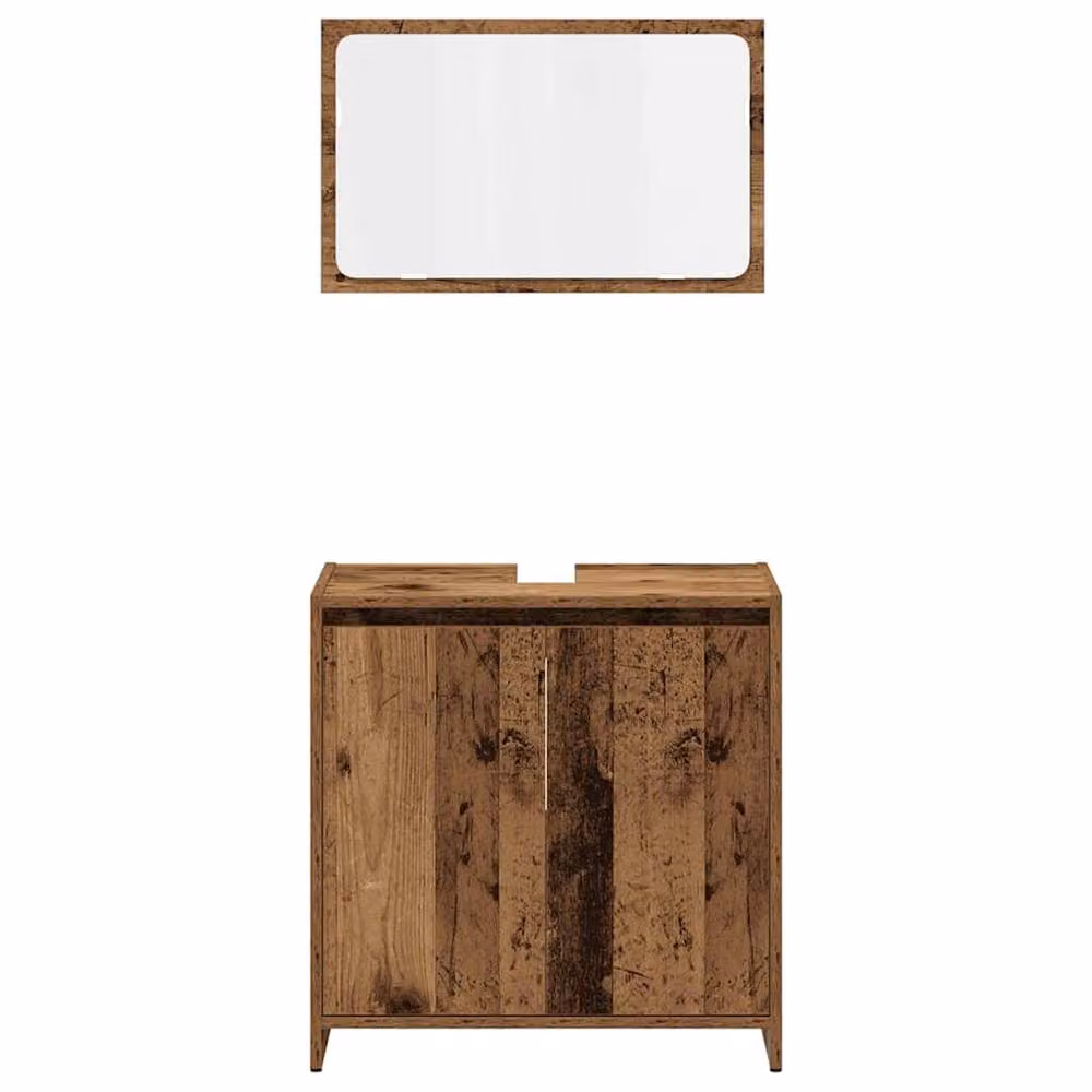 Berkfield Home 4 Piece Rustic Brown Bathroom Furniture Set in Engineered Wood – 3