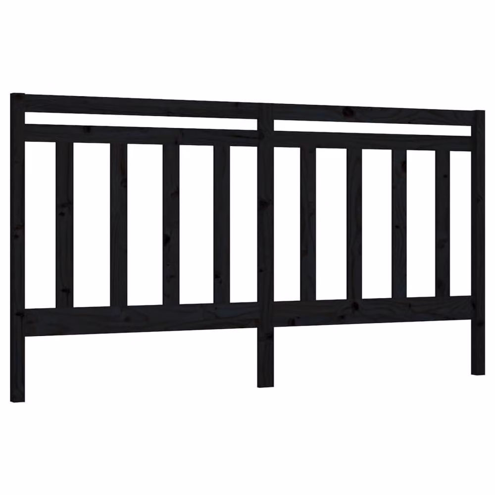 Berkfield Home Beautiful Black Solid Wood Pine Bed Headboard, W: 206 cm, D: 4 cm, H: 100 cm – 2