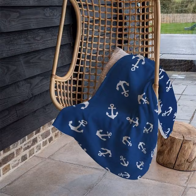 Benjamin Tate Design Fleece Blanket in Blue and Sand, W/D/H: 120 x 150 cm – 1