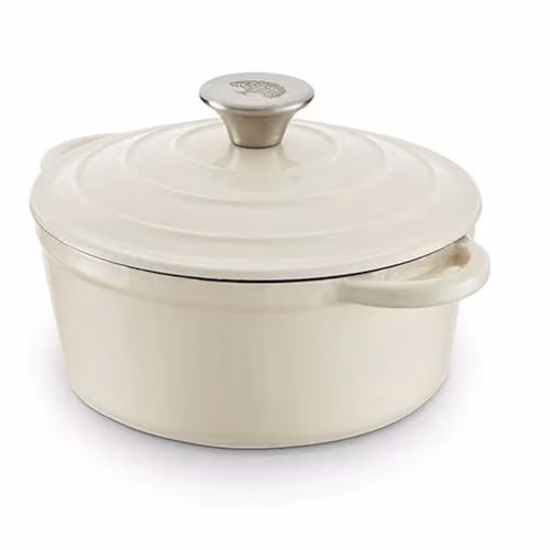 Barbary & Oak Enamelled Cast Iron Casserole Pan, Beige/White, 20cm