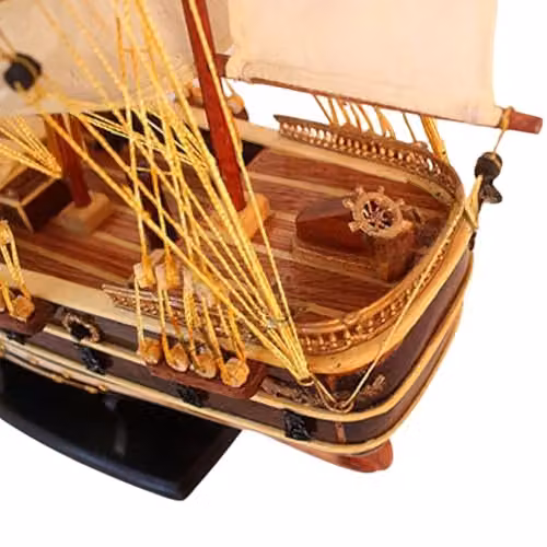 Authentic R & M Jylland Model Ship Handcrafted Wooden Historic Naval Replica with Stand, Brown – 5