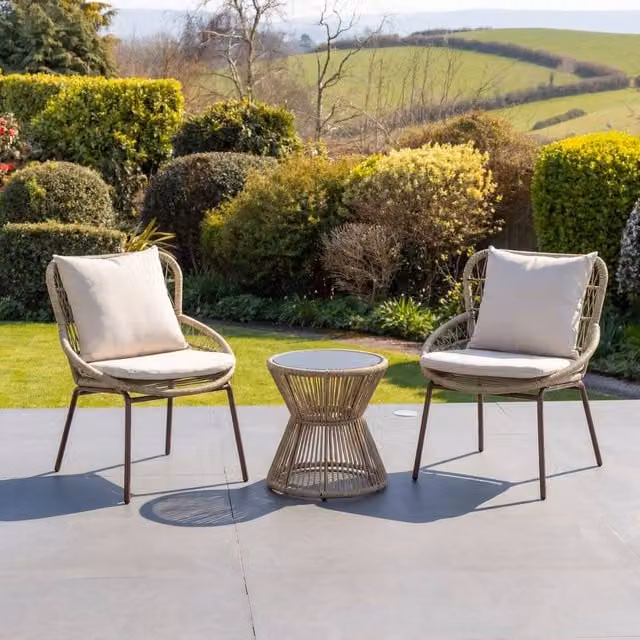 Artemis Home Sagone Polyrattan Patio Bistro Set in Beige and Brown – 1