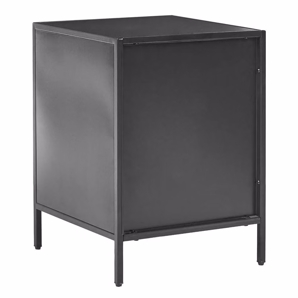 Wyld and Coco Black Matt Steel Office Cabinet with 2 Internal Shelves and Hinged Doors – 6