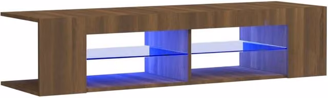 Berkfield Home Modern TV Cabinet with LED Lights in Brown Oak, W/D/H: 135 x 39 x 30 cm – 1