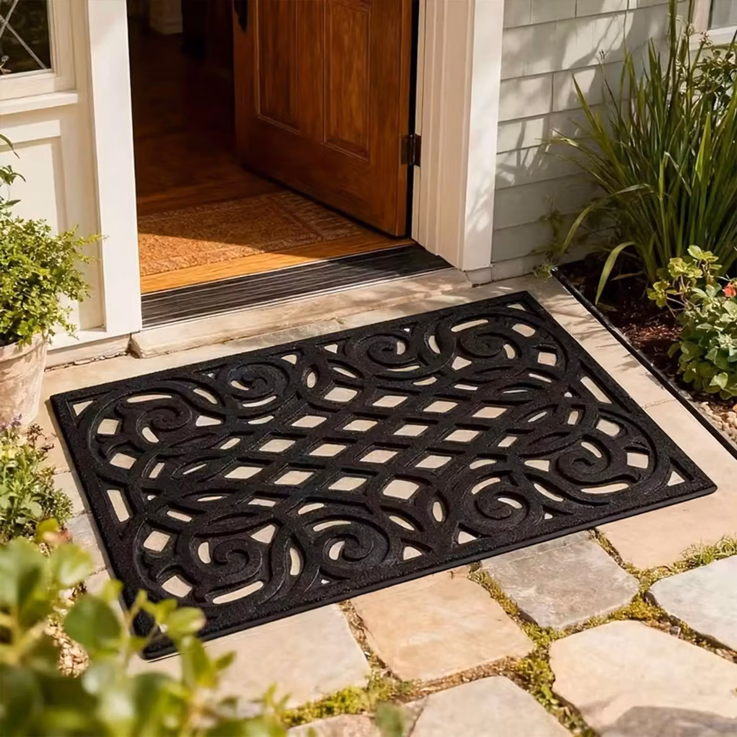 Nicoman Heavy Duty Rubber Outdoor Doormat, Black, W/D: 90 x 60 cm – 10
