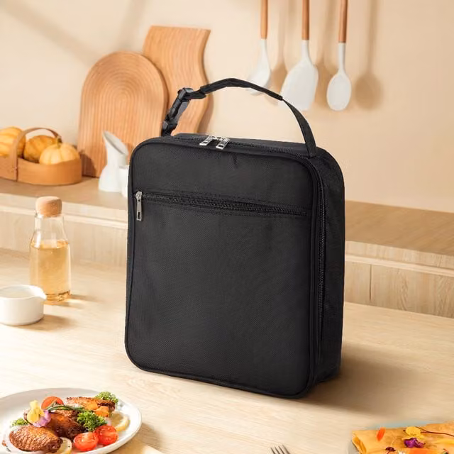 Livingandhome Portable Insulated Fabric Lunch Bag - Black