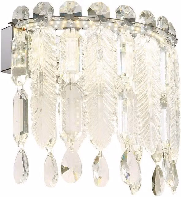 Netlighting Klunka LED Wall Lamp in Chrome and Grey with K5 Crystals and Touch Dimmer