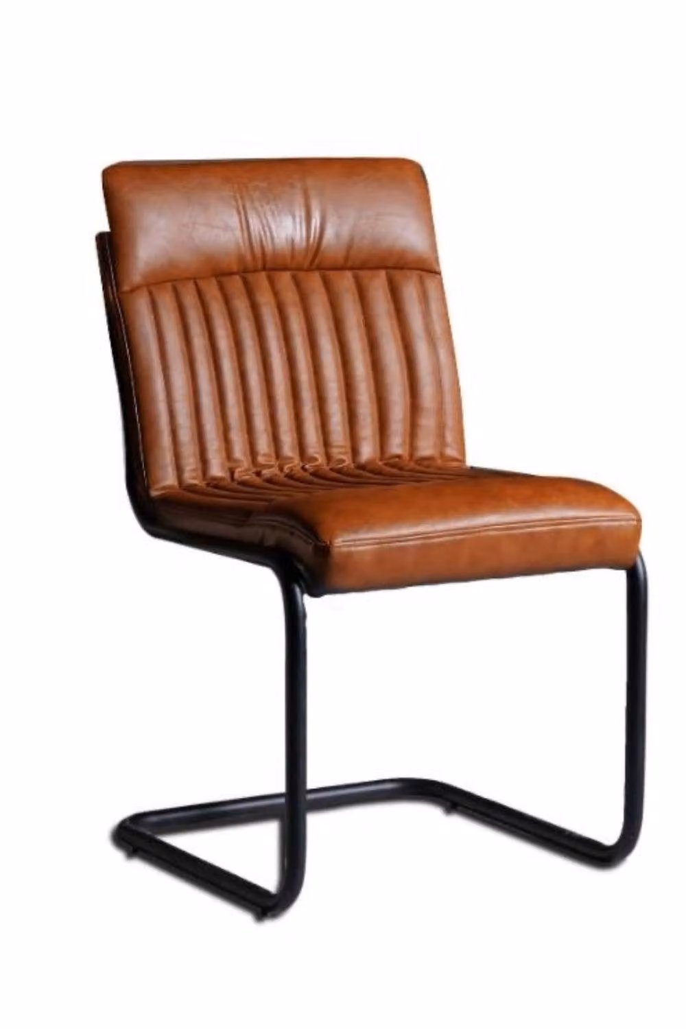 IH Design Flookburgh Modern Dining Chairs Set of 2 in Brown Synthetic Leather with Metal Cantilever Base – 2