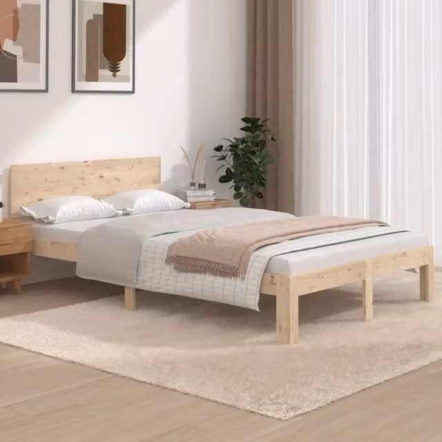 Berkfield Home Solid Wood Pine Bed Frame, Brown, W/D/H: 120 x 200 cm – 1