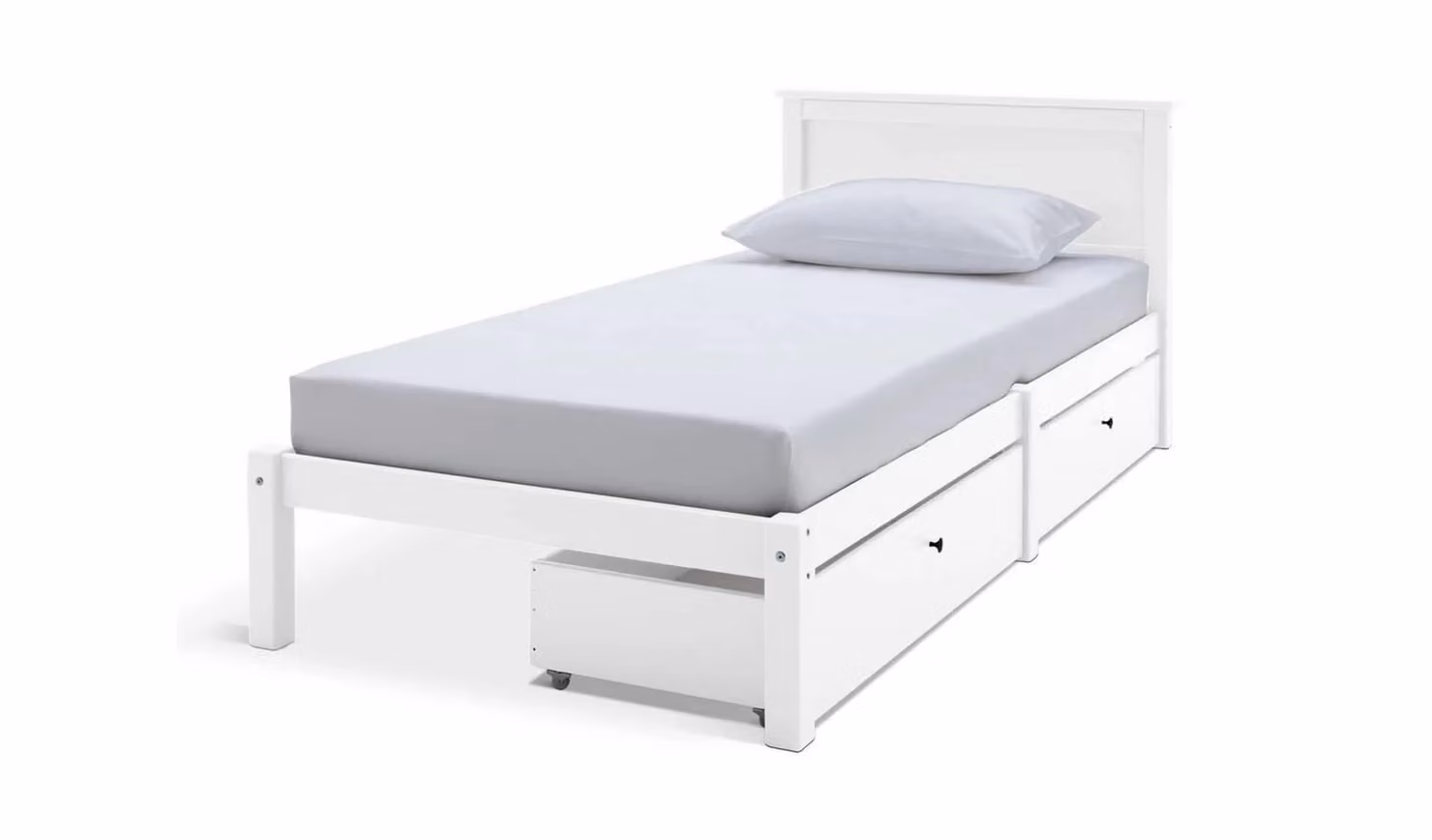 Brooklyn Single Bed Frame with 2 Drawers in White