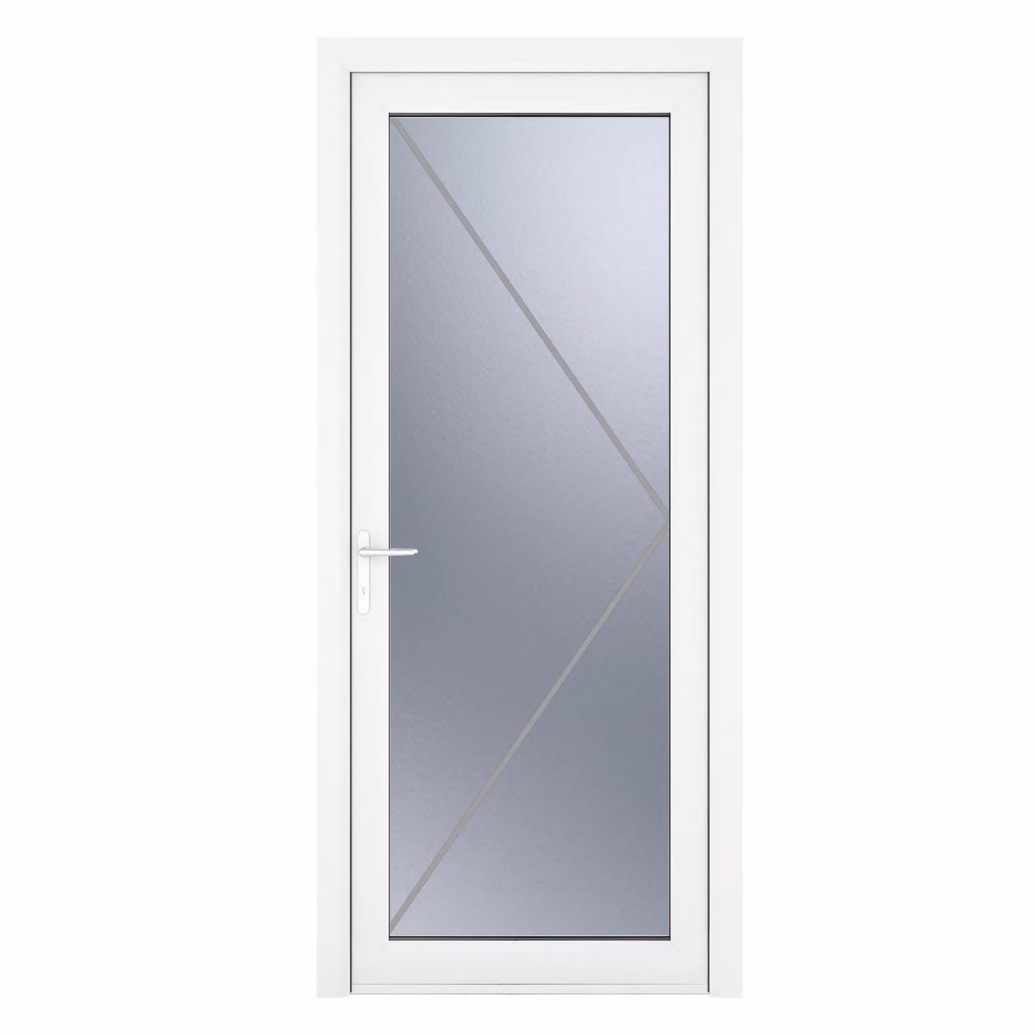 Crystal Direct White uPVC Single Door with Obscure Full Glass Insert, Right Hand, W: 84.0 cm, H: 209.0 cm – 2