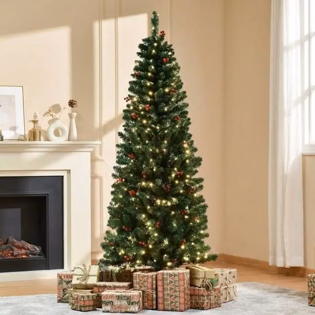 STILVORA 6ft Artificial Christmas Tree with LED Lights in Green – 1