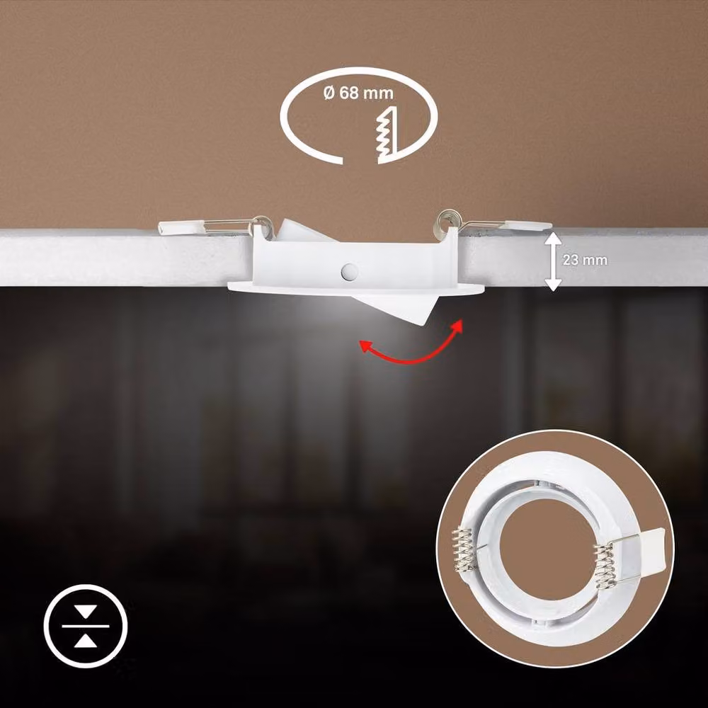 Briloner Set of 3 White Adjustable Recessed LED Downlights with GU10 Socket, W/D/H: 8 x 8 x 2.2 cm – 3