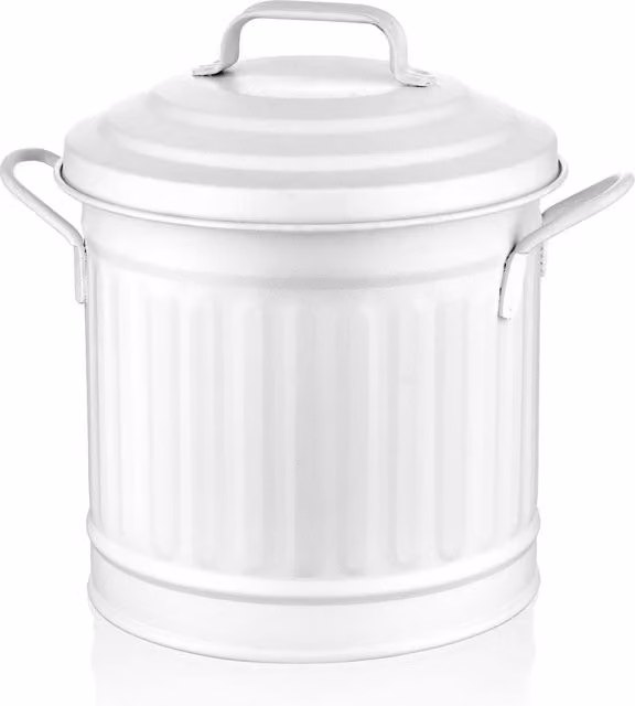 The Mia White Steel Countertop Waste Basket with Flip Lid, W/D/H: 23.0 x 17.0 x 22.0 cm