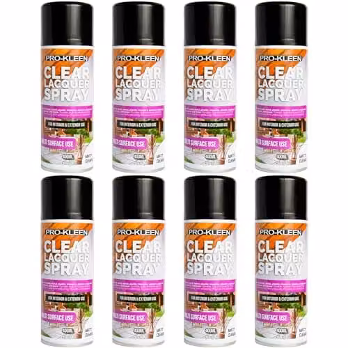 Pro-Kleen Matt Clear Lacquer Spray, 8 x 400ml