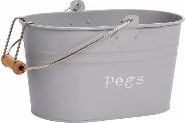 Harbour Housewares Metal Clothes Peg Bucket in Grey