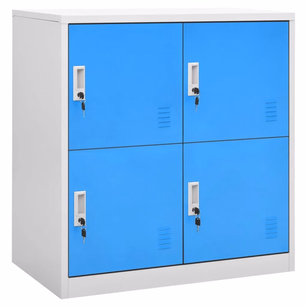 Berkfield Home 5-Piece Metal Locker Cabinet Set in Light Grey and Blue, W/D/H: 90 x 45 x 92.5 cm