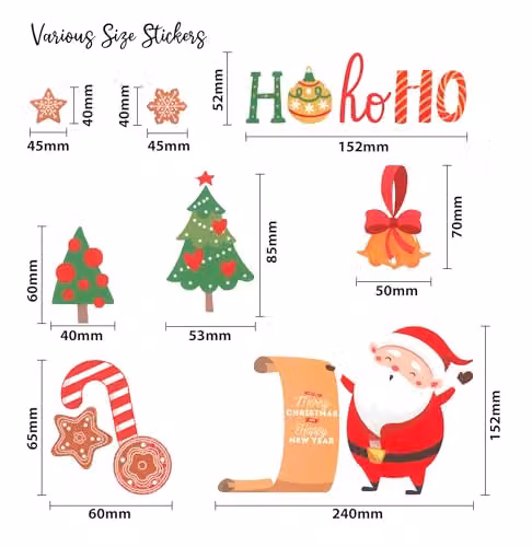 St Helens Home & Garden Xmas Haus Christmas and Festive Themed Adhesive Window Decoration Sticker Set, 120 Assorted Multicolour Pieces – 2