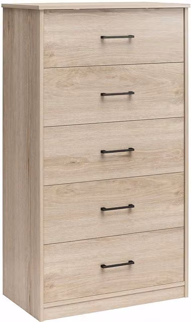 BrEZ Build Pearce 5 Drawer Dresser in Light Oak