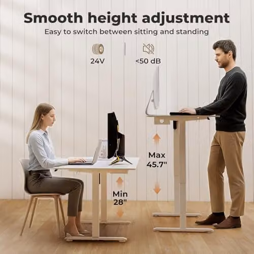 Levede Electric Height Adjustable Standing Desk with 4 Memory Smart Panel, White, W: 160 cm, D: 80 cm – 3