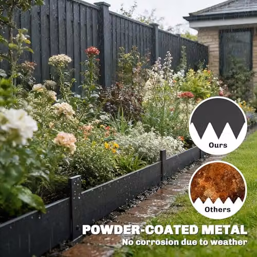 Outsunny 5-Piece Metal Picket Garden Fence Panels, Black, W: 102 cm, H: 15 cm – 5