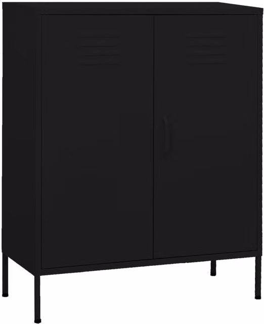 Berkfield Home Freestanding Metal Storage Cabinet in Black, W/D/H: 80 x 35 x 101.5 cm