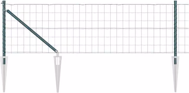 Berkfield Home Euro Fence with 7 Spike Posts, Galvanised Steel, Green, 0.8 x 10 m – 1