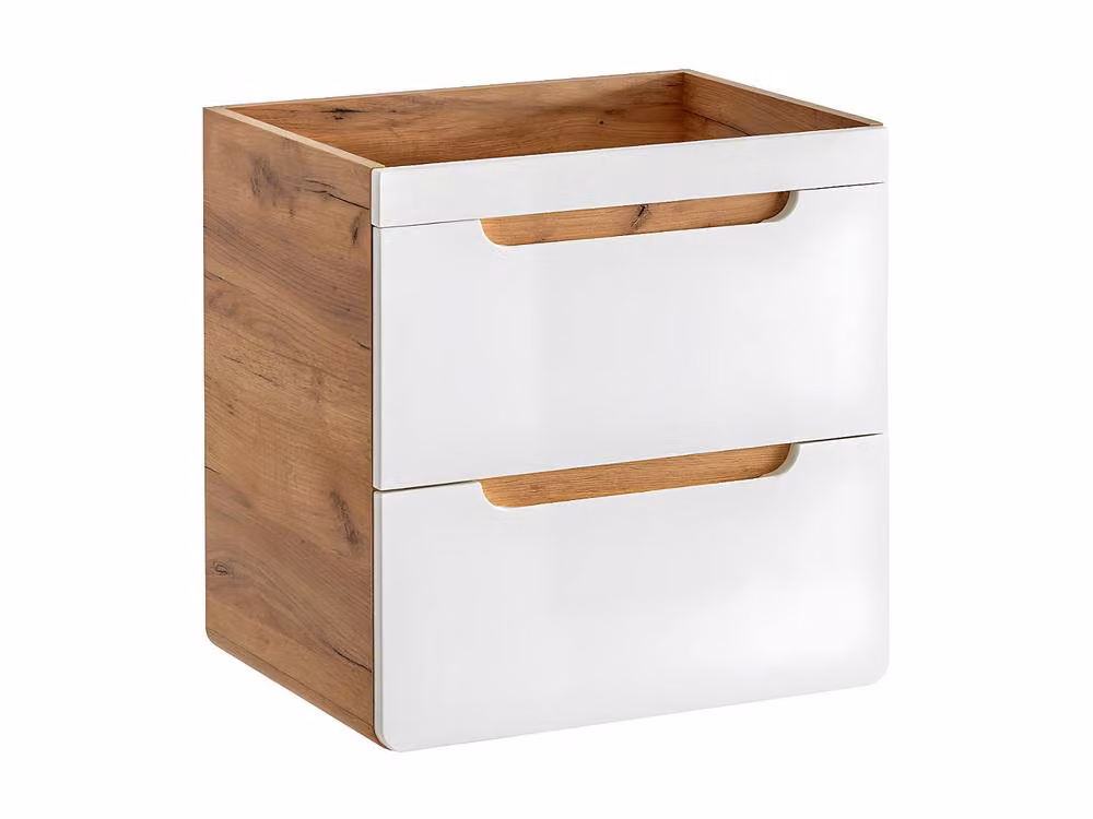 Vente-unique ARUBA Wall-Mounted Vanity Unit in Light Oak and White, W/D/H: 60 x 46 x 59 cm – 2
