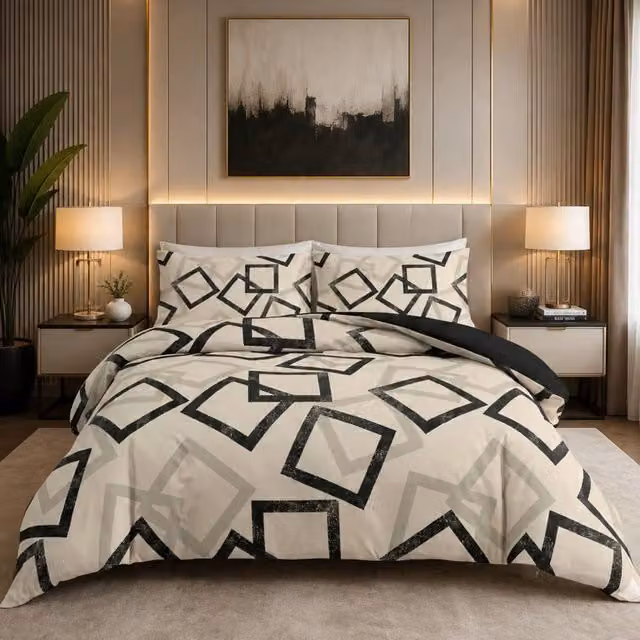 Pamposh Reversible Microfibre Duvet Cover Set in Taupe, W/H: 180 x 200 cm – 1