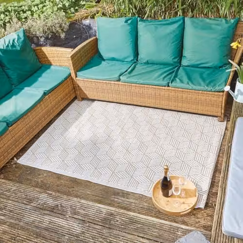 mysmartbuy Alfresco Mat Geometric Patterned Rectangular Polypropylene Rug, W: 180 cm, D: 120 cm – 1