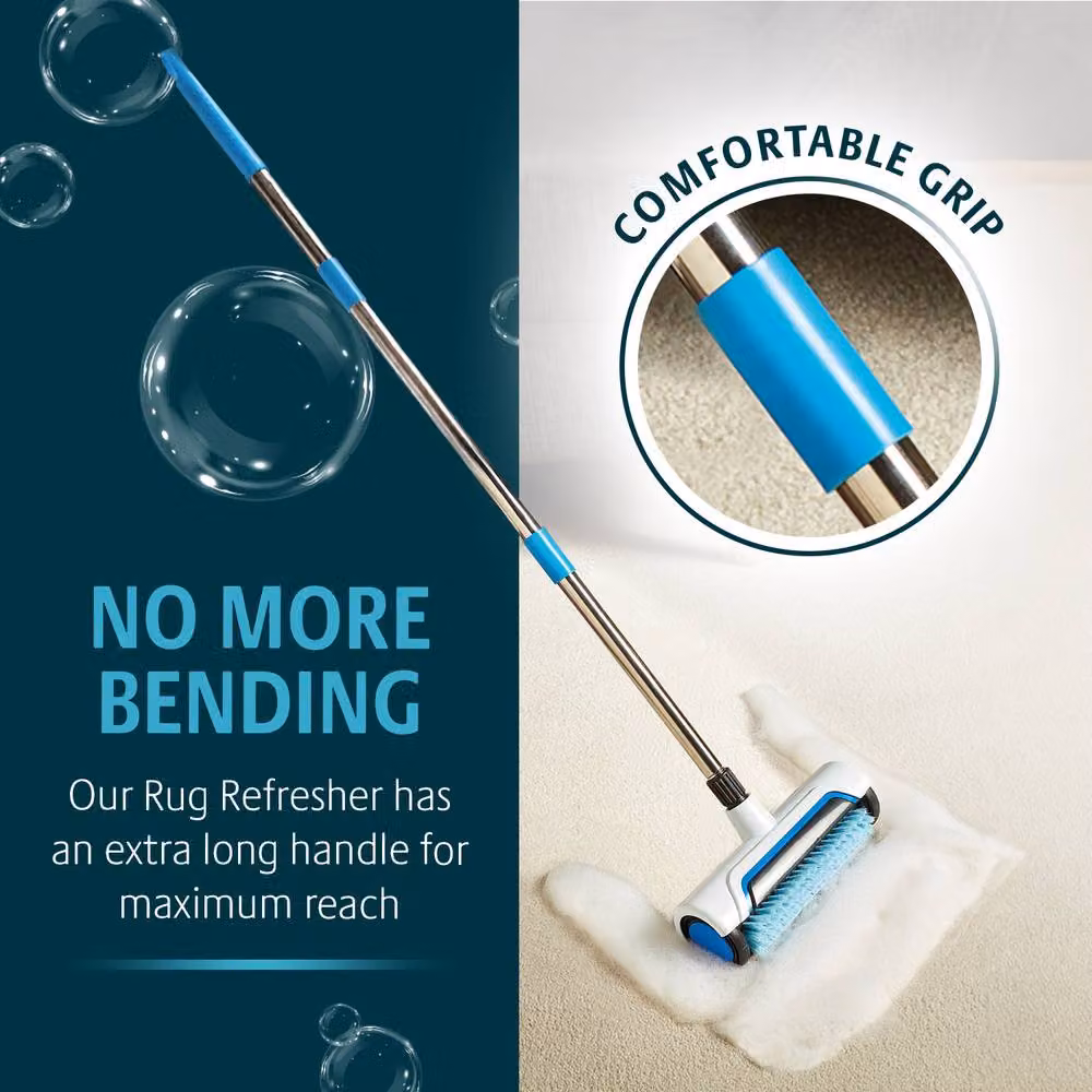 Clarsen Rug Refresher Carpet Cleaning Brush with Dual Action Refillable Heads in White – 5