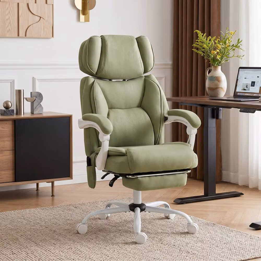 STILVORA Green Executive Massage Office Chair with Heat, Recline, Footrest and Headrest – 2