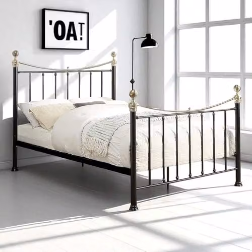 OAT Home Hampstead Victorian Metal Bed Frame, Black, W/D/H: 150 x 200 x 130 cm – 1