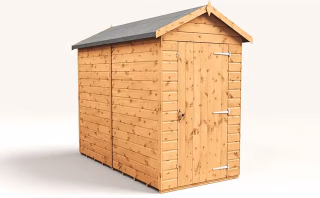 Empire Sheds Empire 4x8 Modular Apex Wood Garden Shed with Single Door, Brown