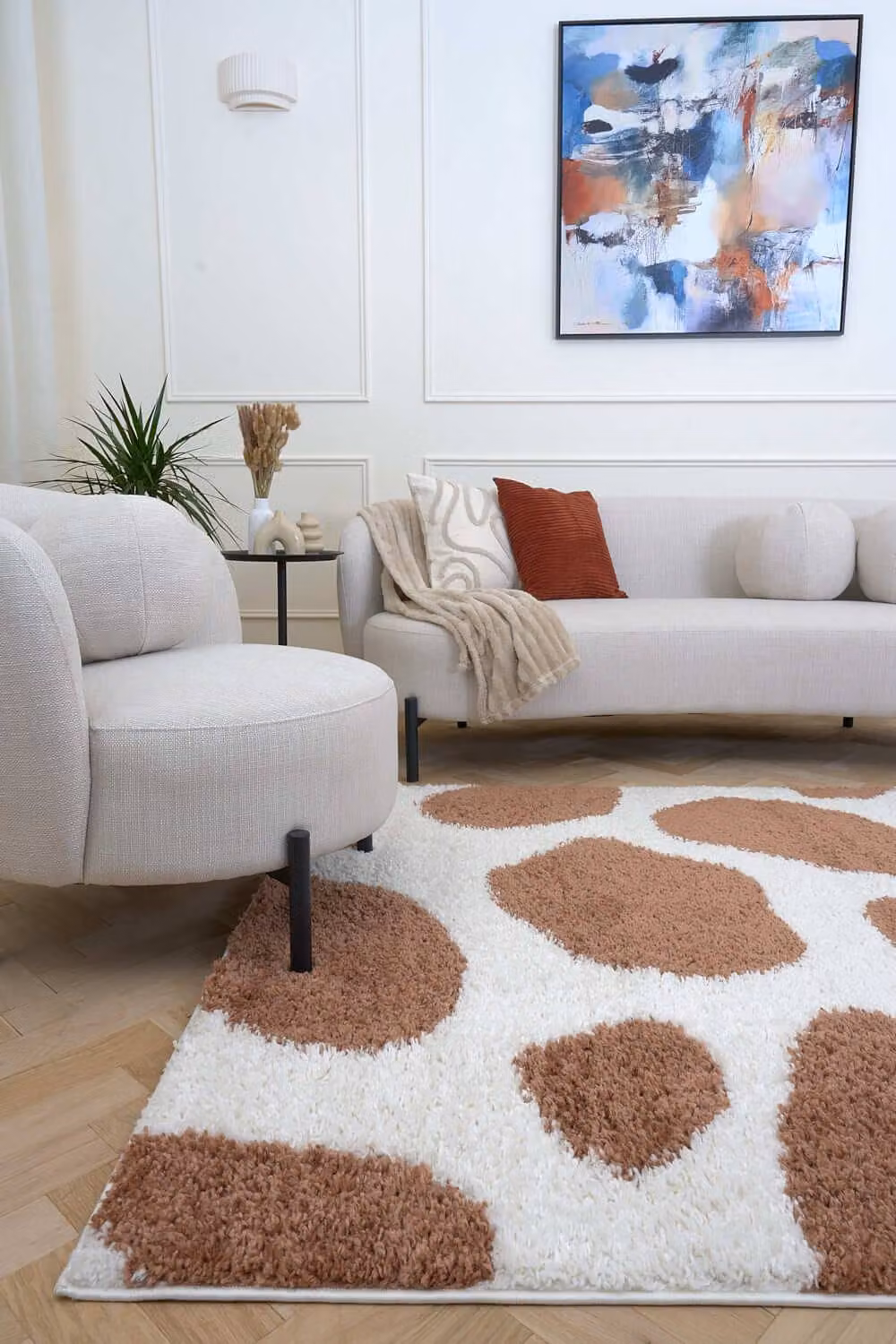 THE RUGS Moodi Pebble Design Shaggy Soft High Pile Living Room Rug in Terracotta, W: 160 cm, D: 230 cm – 2