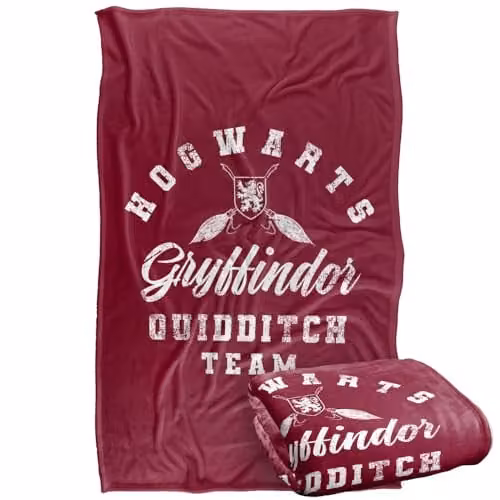 Warner Bros. Harry Potter Gryffindor Quidditch Super Soft Fleece Throw Blanket, Red and Multicolour, W: 91.44 cm, L: 147 cm – 1
