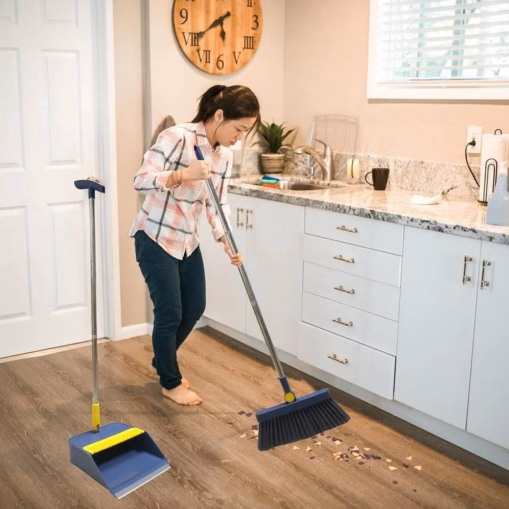 VOGREX Long Handle Dustpan and Brush Set with Metal Handle in Grey – 3