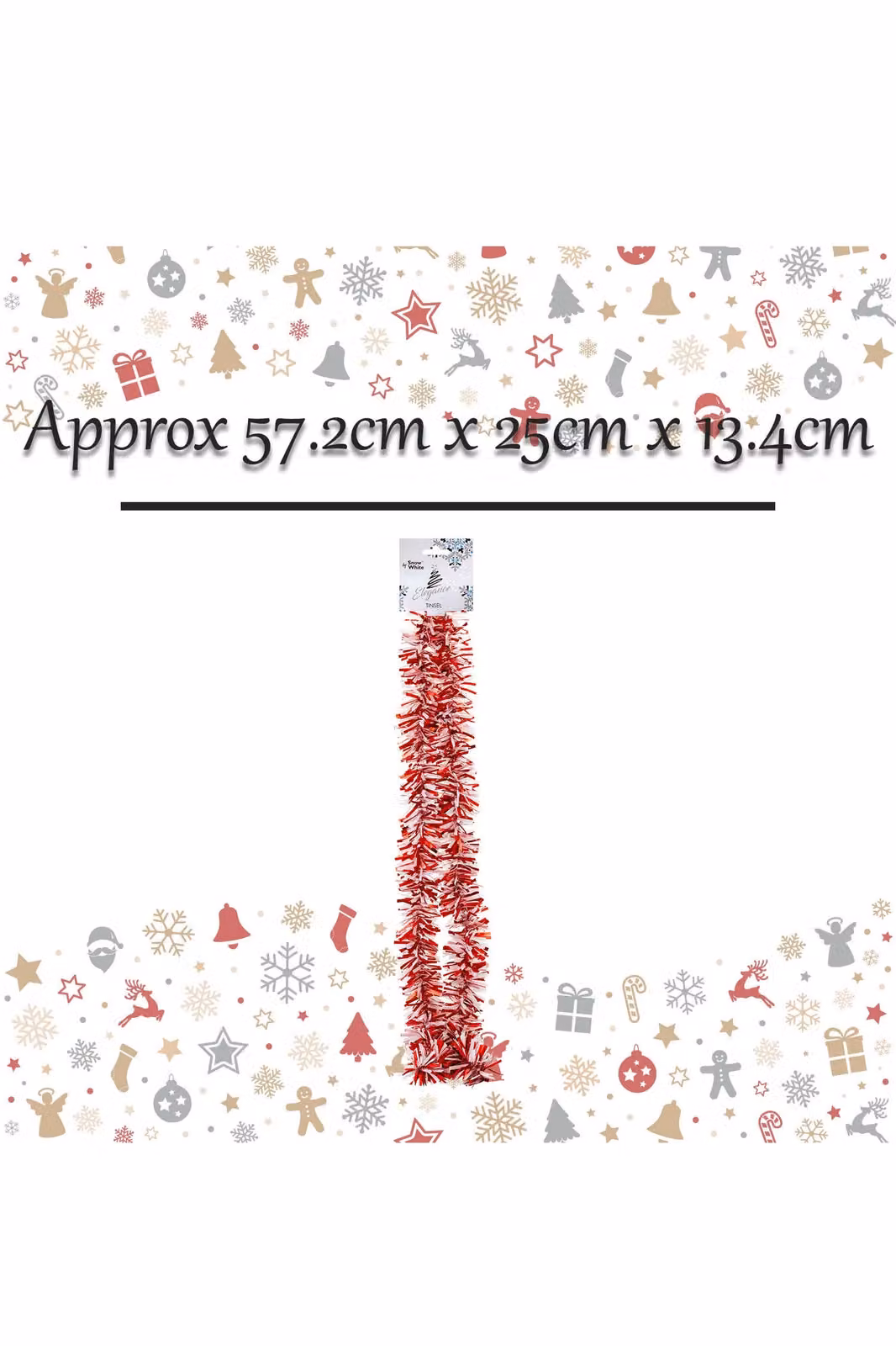 VFM e-Store Candy Striped Christmas Decoration Tinsel in Red and White, W/D/H: 57.2 x 25.0 x 13.4 cm – 2