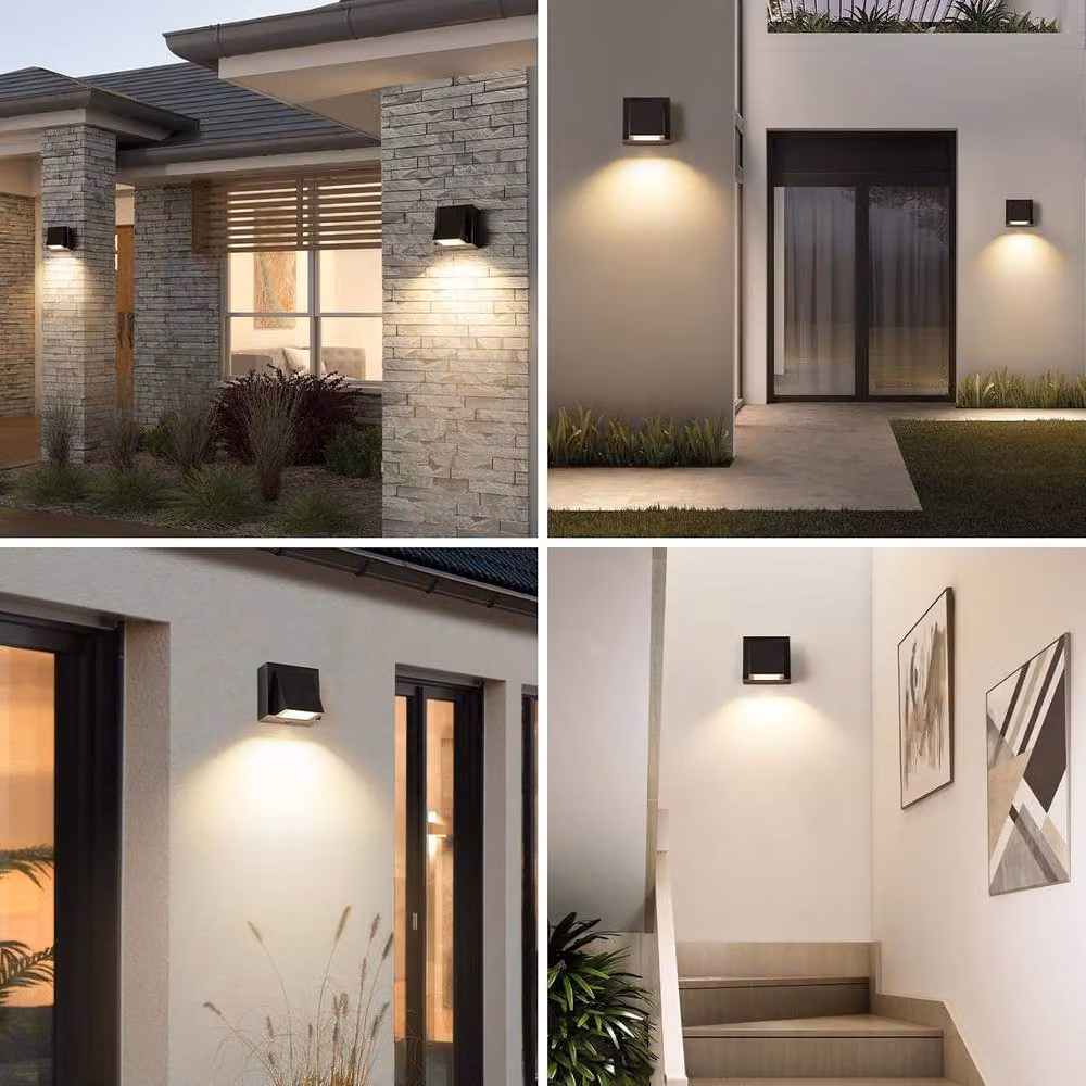 Goeco Modern Square LED Wall Light, IP65 Waterproof Outdoor/Indoor Garden Light, 5W Warm White 3000K, Black Metal/Aluminium – 9