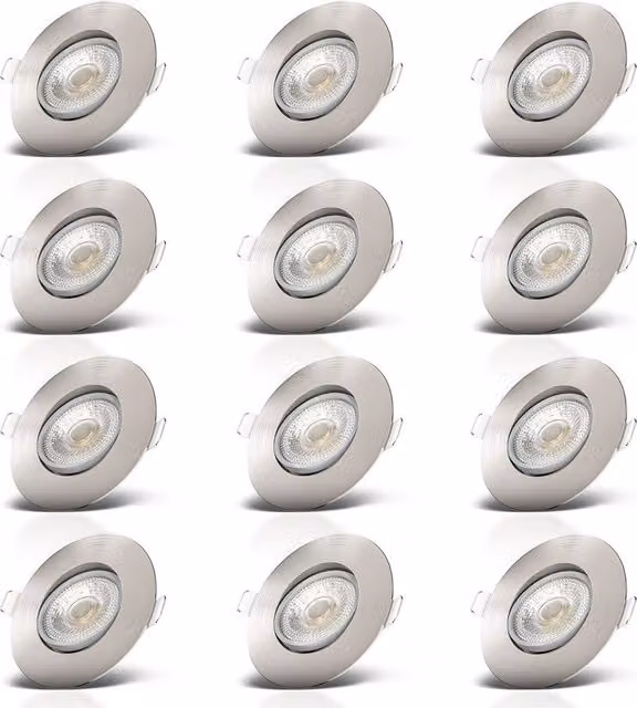 B.K.Licht 12 Pack Silver Metal Round LED Recessed Downlights with Warm White Light – 1