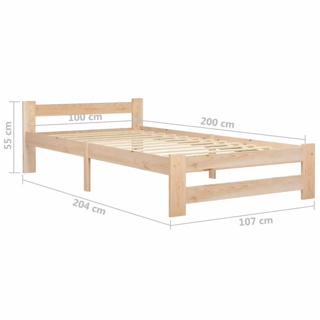 Berkfield Home Solid Pine Wood Bed Frame in Brown, W/D/H: 100 x 200 cm